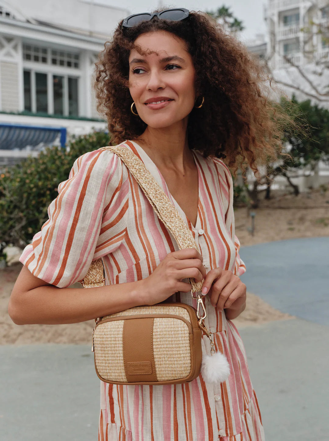 Original Bag Raffia & Leather Maple + 2 straps (Raffia Strap & Maple Weave Gold Chain)