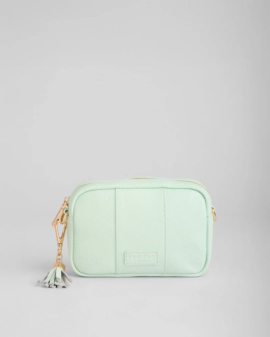 City Mini Spearmint + 2 straps (Spearmint/Black Tapestry Diamond & Grey Woven Stripe)