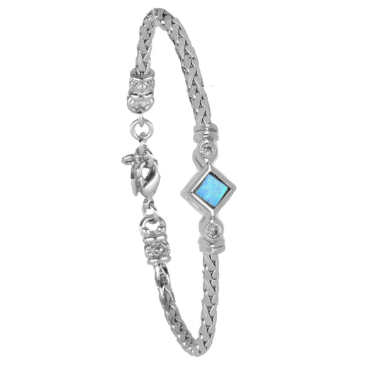 B5568-R6F0 Opalas do Mar 7" Rhodium Blue Opal