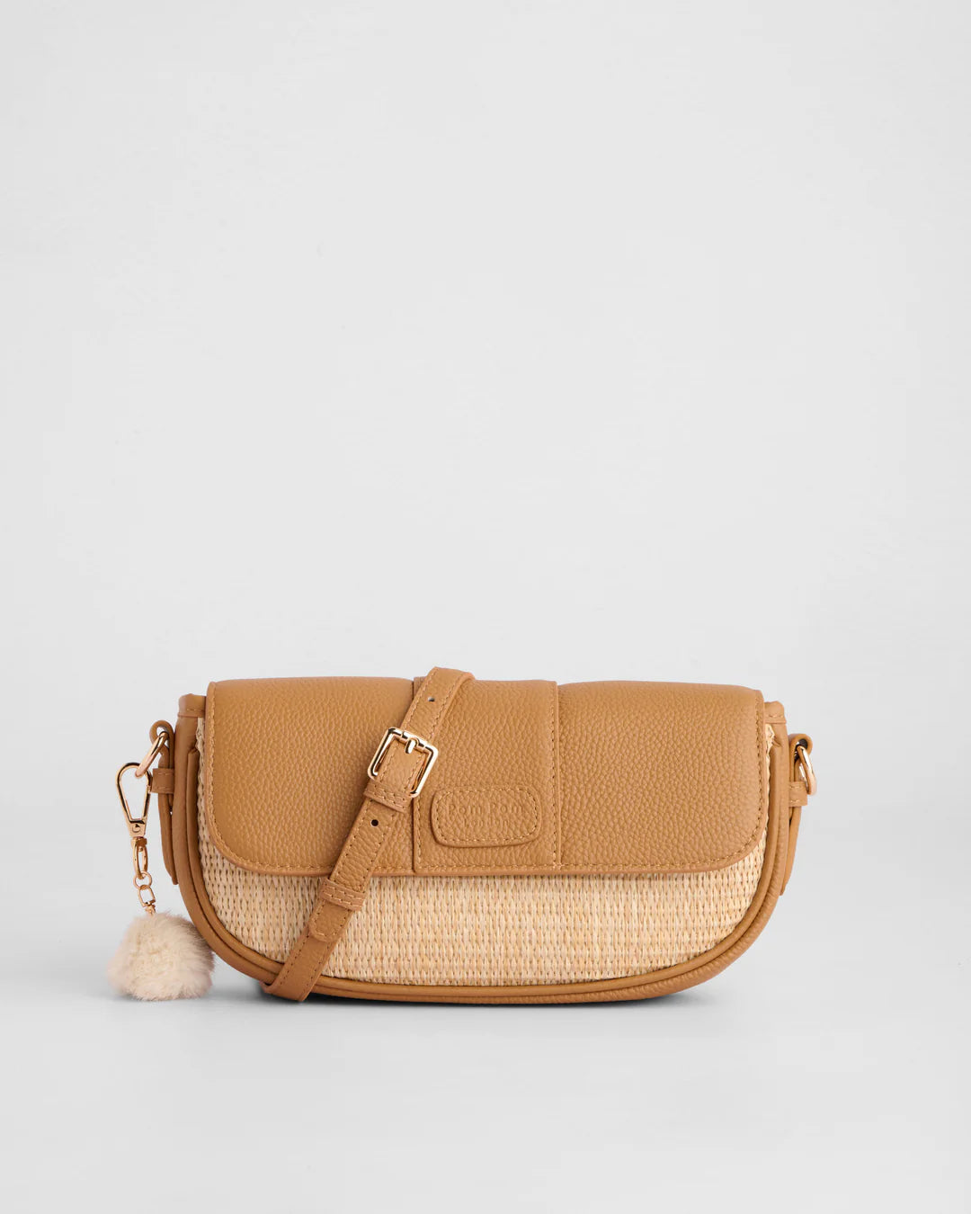 Wilmington Mini Bag Raffia & Leather Maple + 2 straps(Raffia strap & Maple Weave Gold Chain)