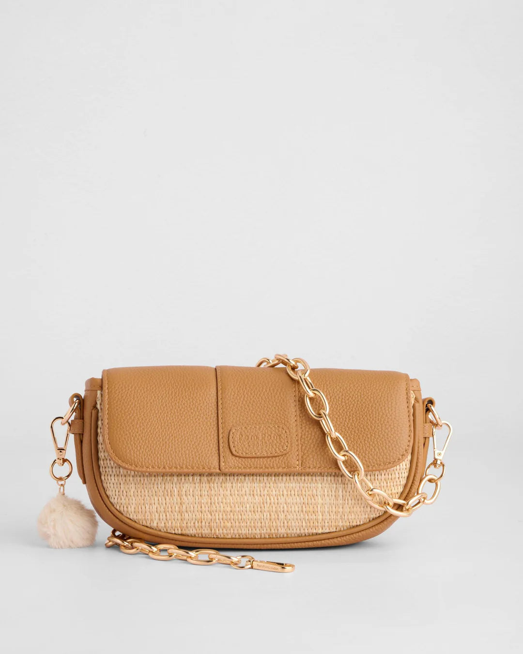 Wilmington Mini Bag Raffia & Leather Maple + 2 straps(Raffia strap & Maple Weave Gold Chain)