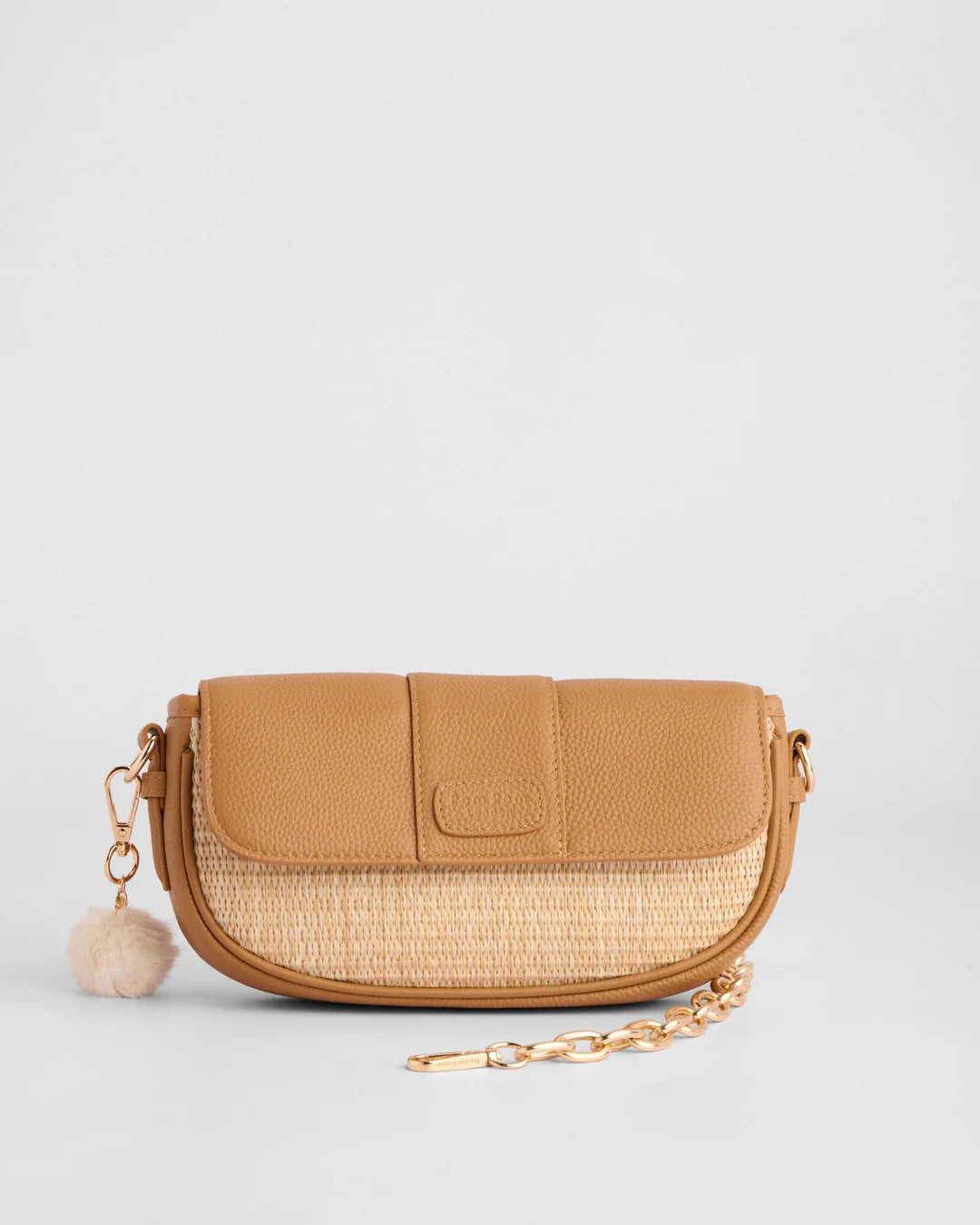 Wilmington Mini Bag Raffia & Leather Maple + 2 straps(Raffia strap & Maple Weave Gold Chain)