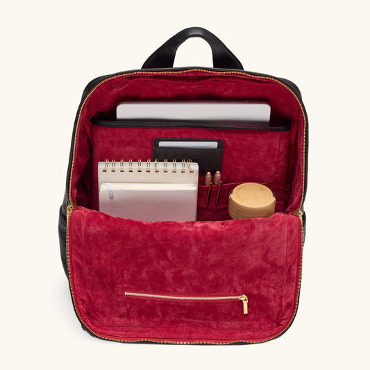 Montana Backpack XL Black Brushed Gold Red Zipper