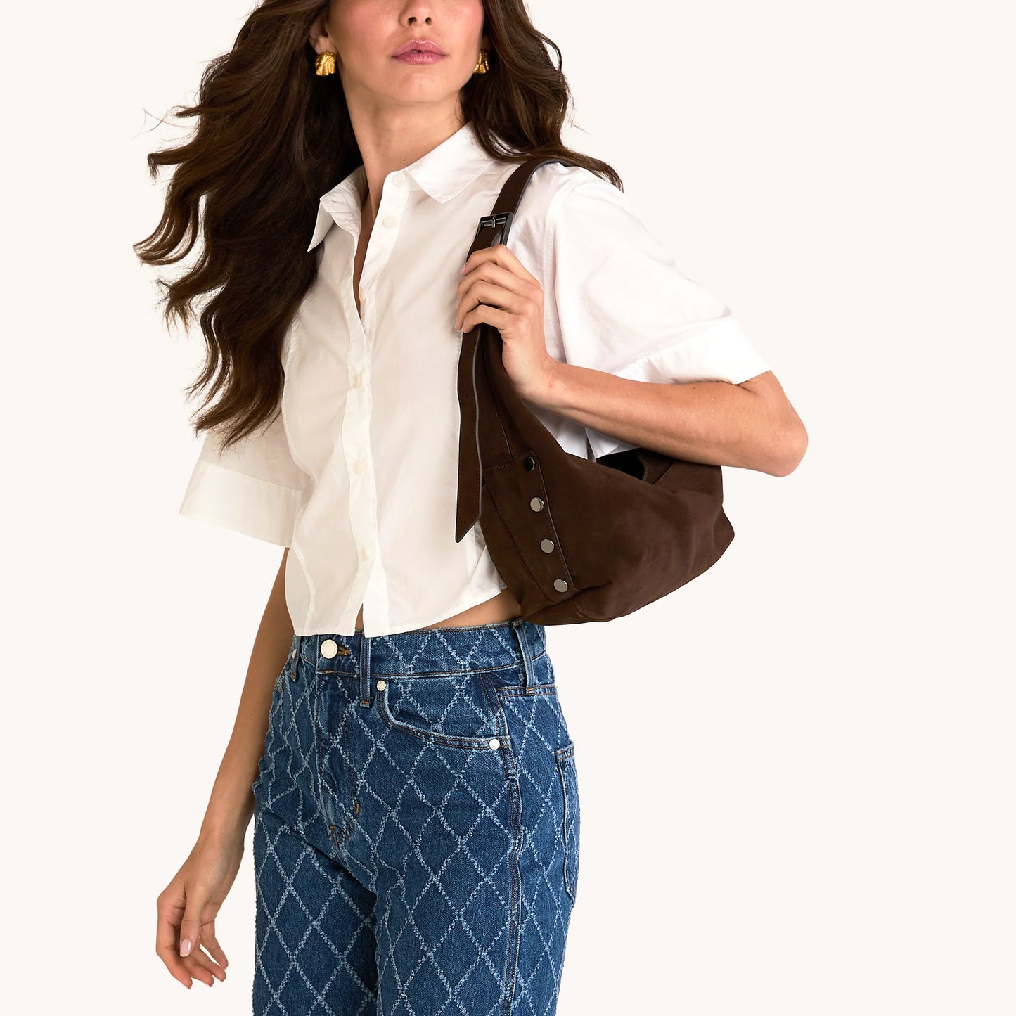 PREORDER FOR SEPTEMBER Tom Zip Medium Belted Suede/Gunmetal