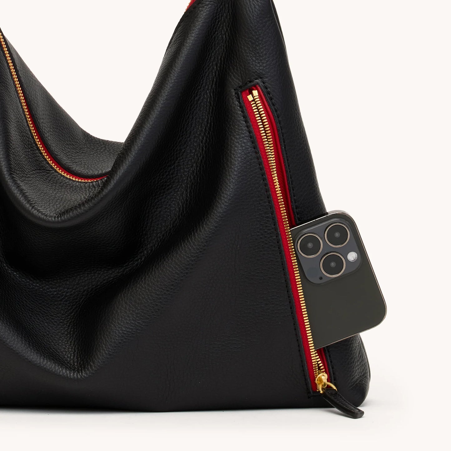 Kyle Large Black/Brushed Gold Red Zip