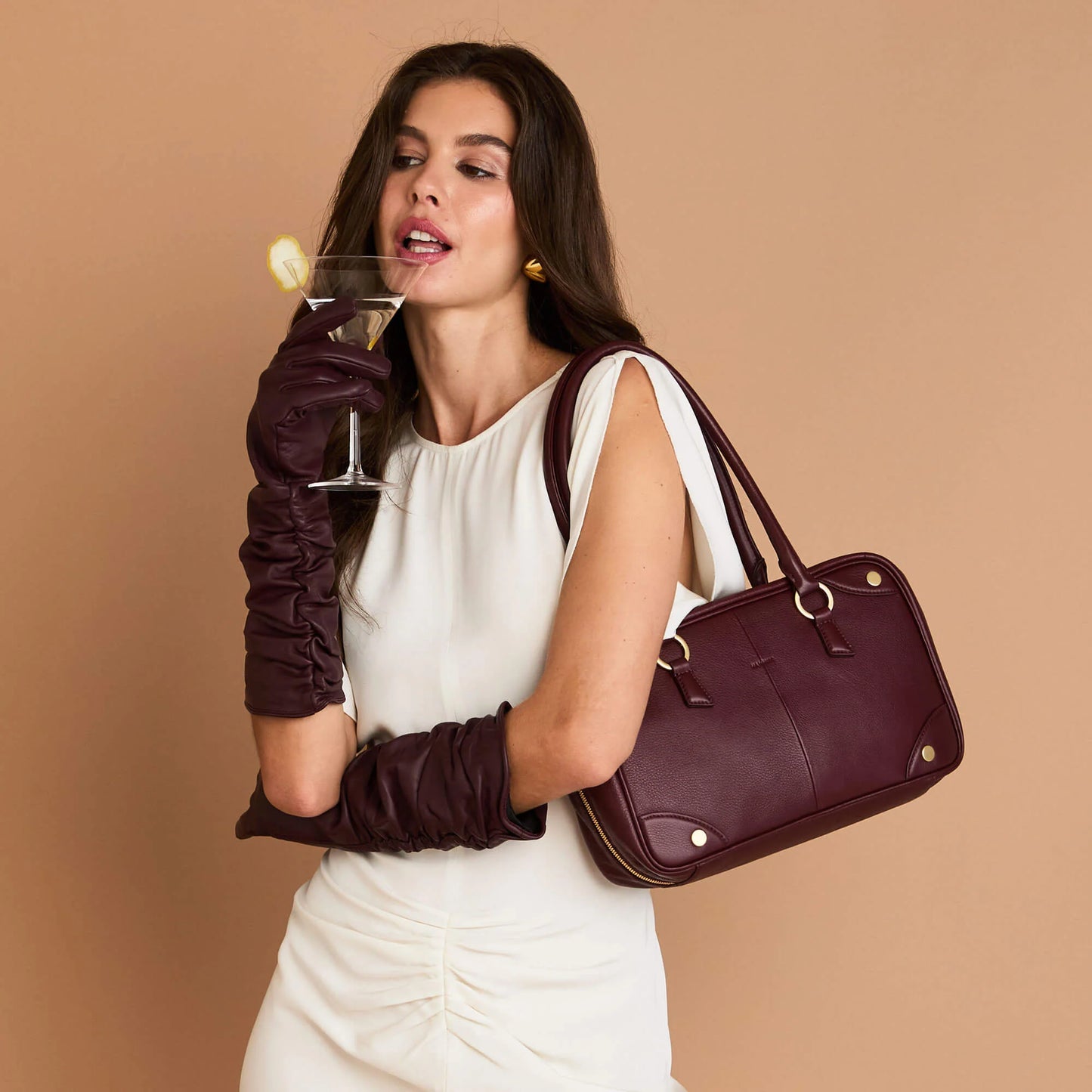 Meredith Medium Cherrywood Pebble/Brushed Gold