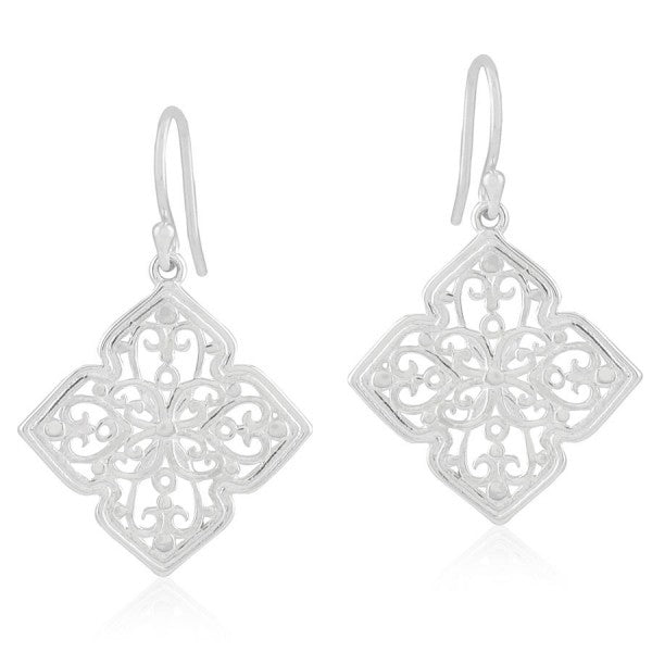 E406 Southern Gates Courtyard 4-Petal Earrings 22MM SS