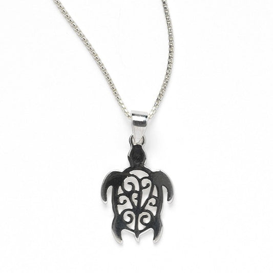 RHN P107 Southern Gates Harbor Tutrle Pendant 20x15mm Rhodium Plated