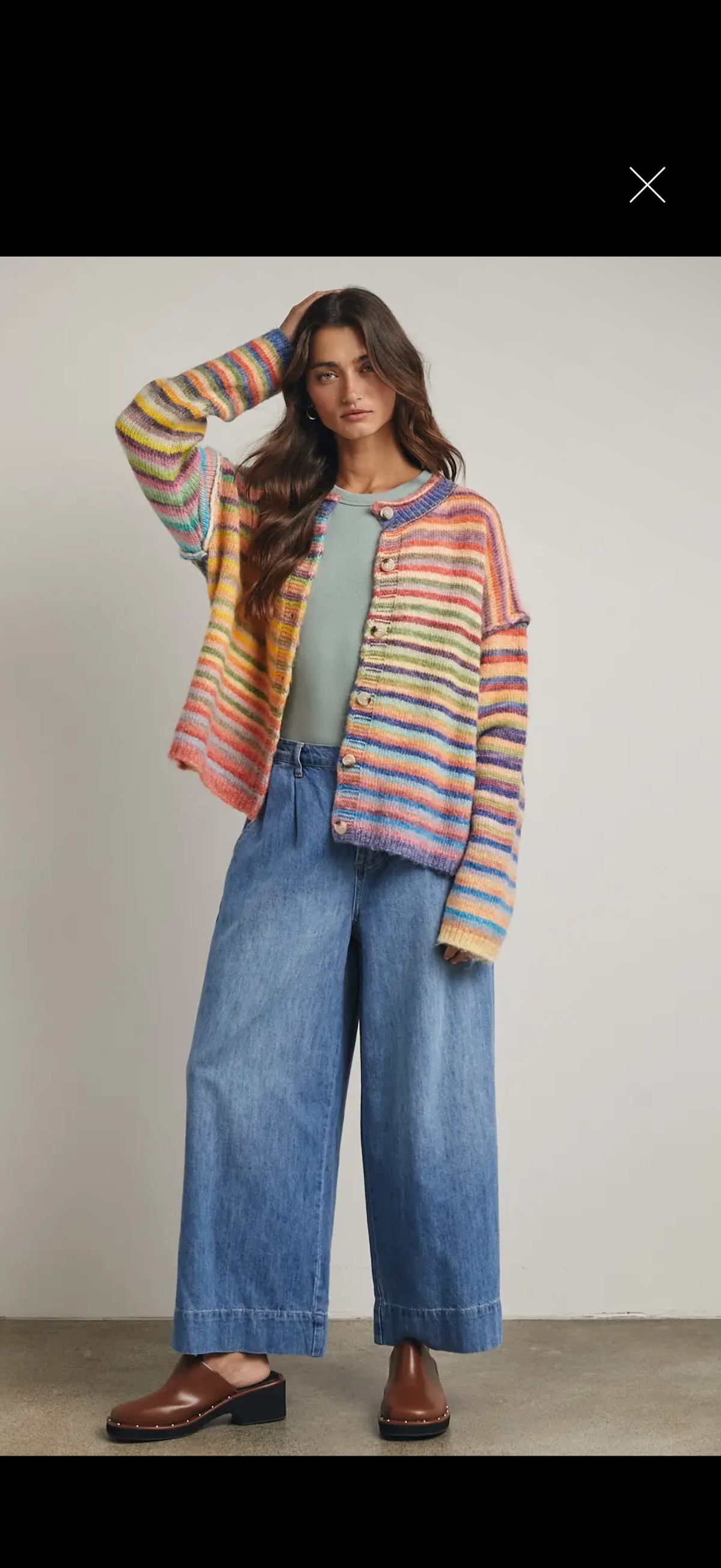 Rainbow Button Up Sweater Sky/Purple WL25-12197