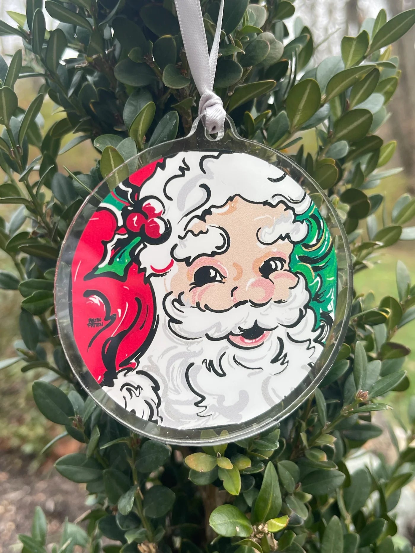 Justin Patten Santa Round Ornament