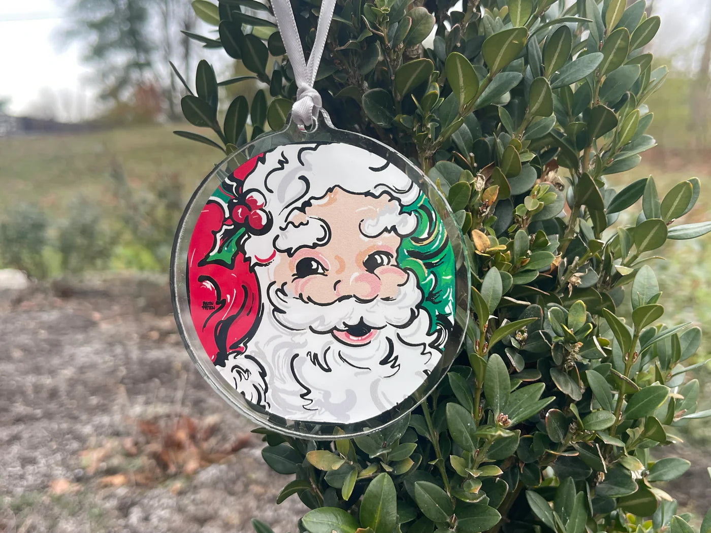 Justin Patten Santa Round Ornament