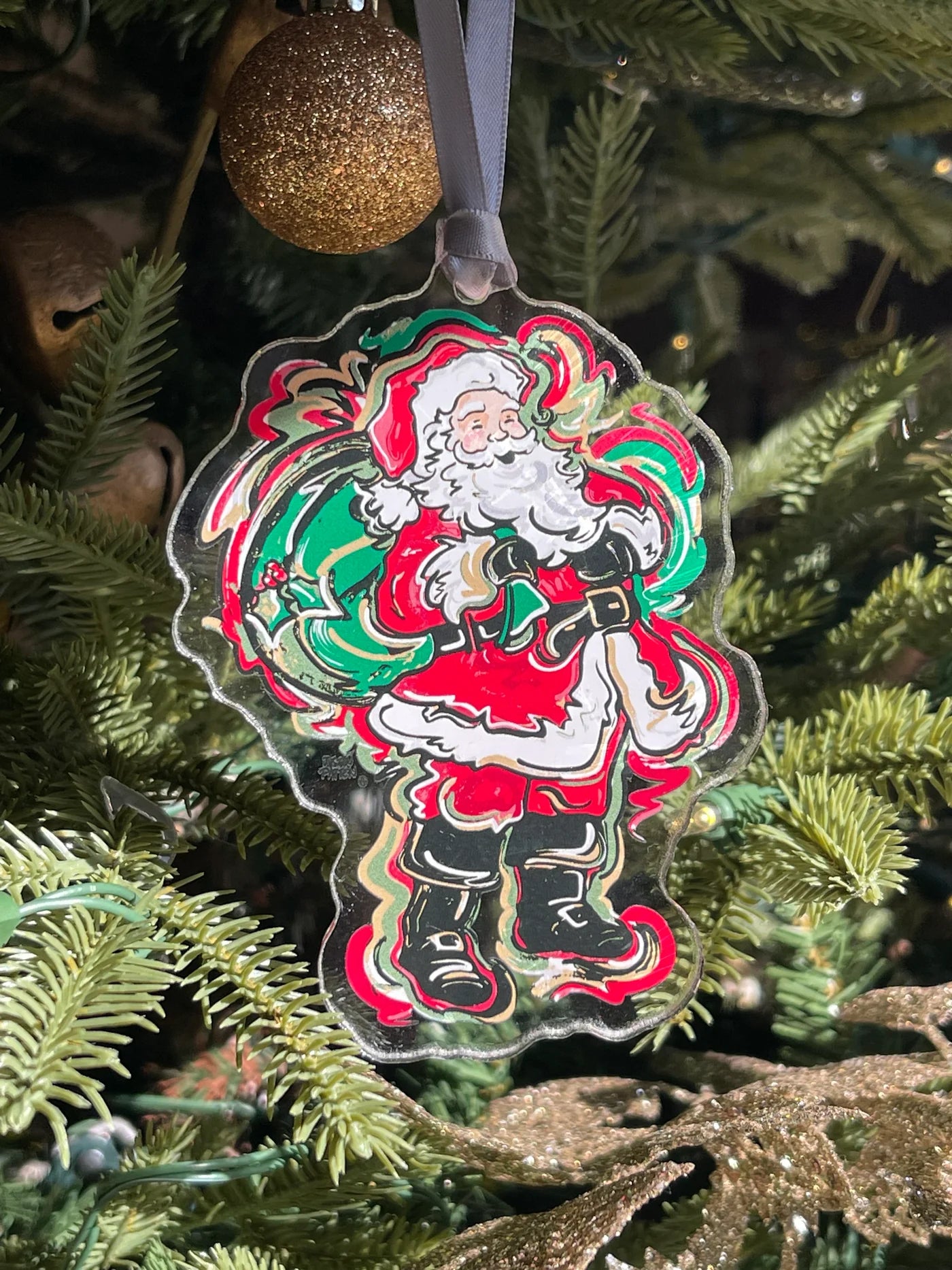 Justin Patten Santa w/Bag Ornament