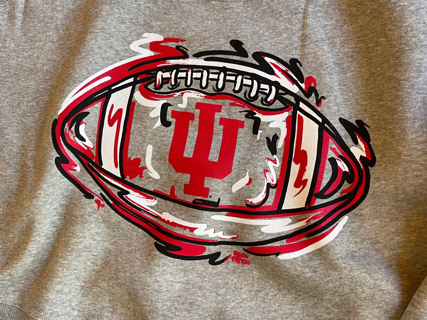 Indiana Uinversity Football Women's Cropped Crew Fleece  Heather Grey