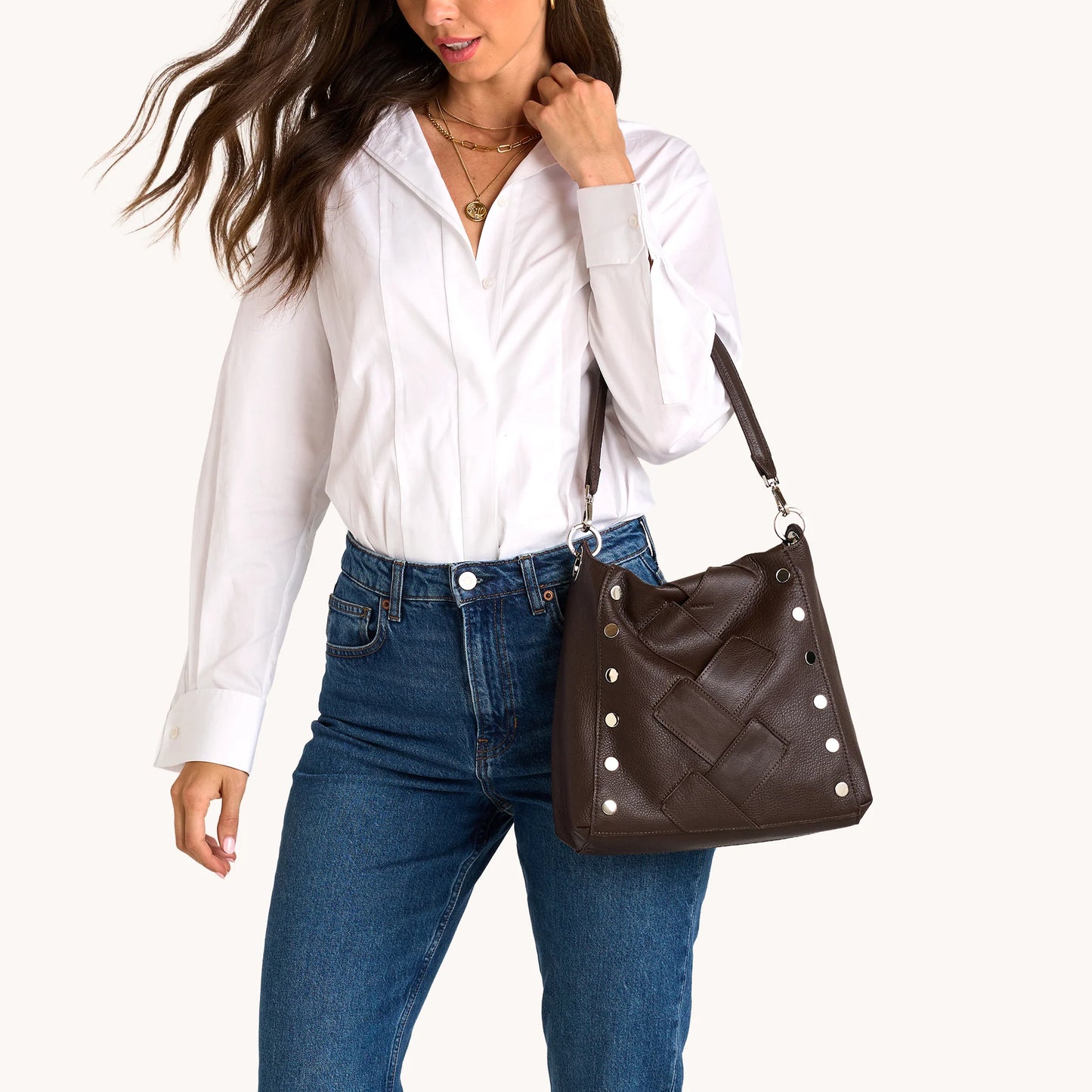 Bryant Large Espresso Pebble Weave/Silver