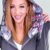 Tara Zip Up Pullover  Grey  Floral