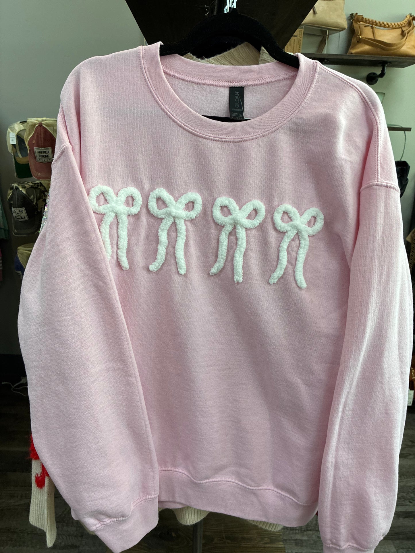 Pink Yarn Sweatshirt with Bows