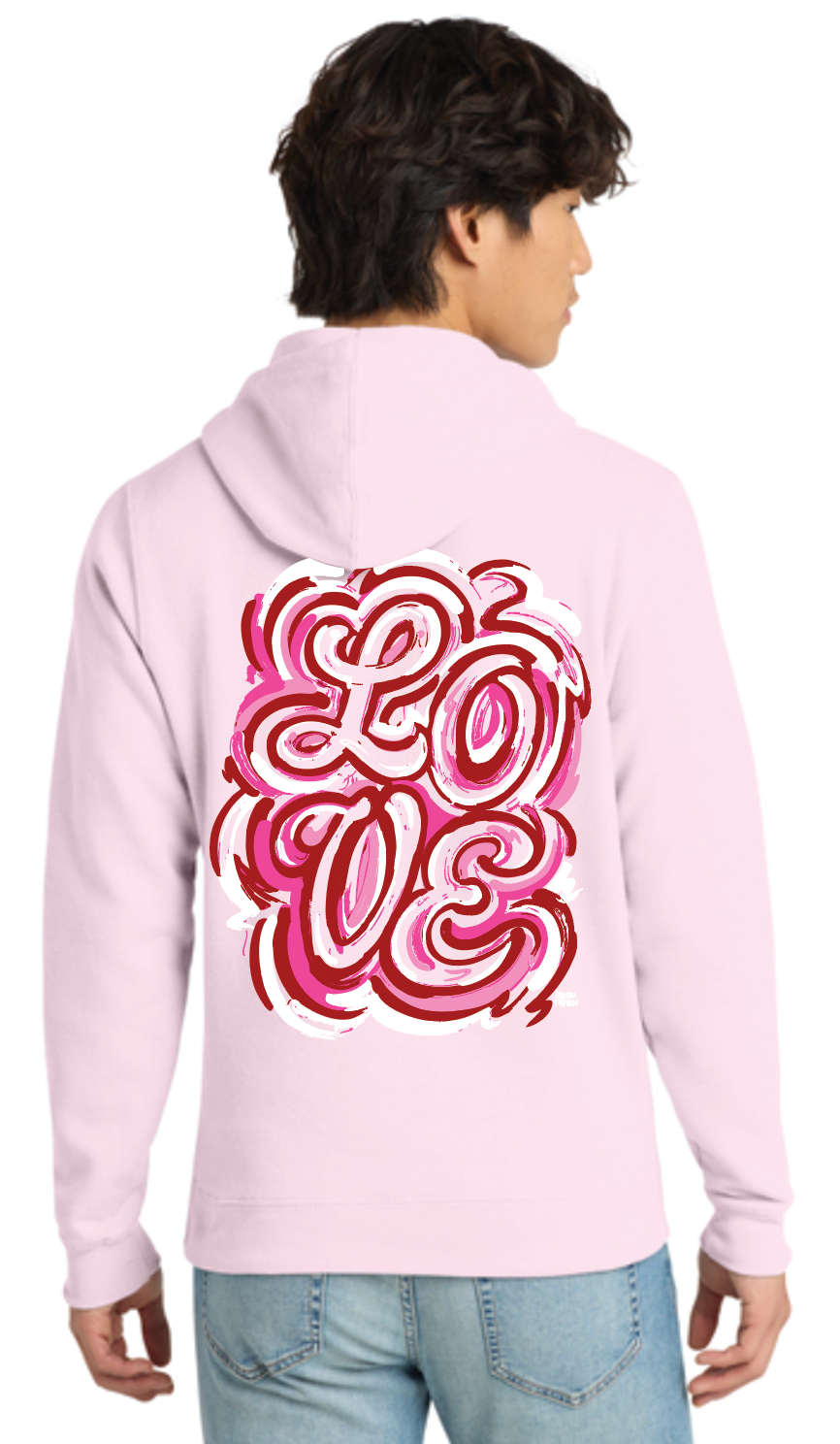 LOVE Justin Patten Carnation Pink Mid Weight Hoodie