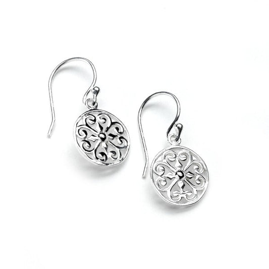 E328 Round Heart Scroll Earring