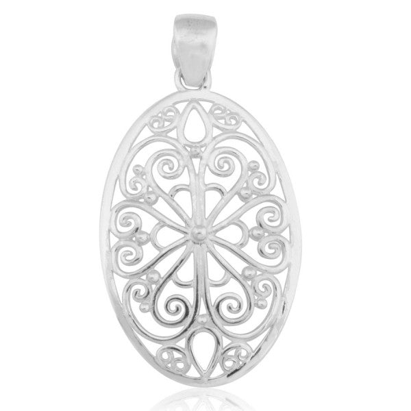 P262 Oval Flower Filigree Pendant