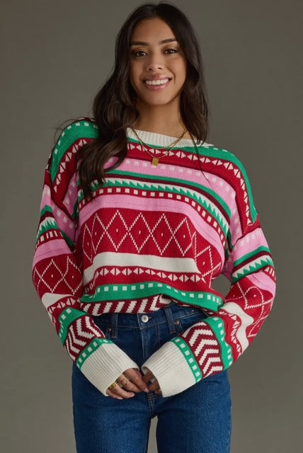 Multicolored Winter Pattern Sweater