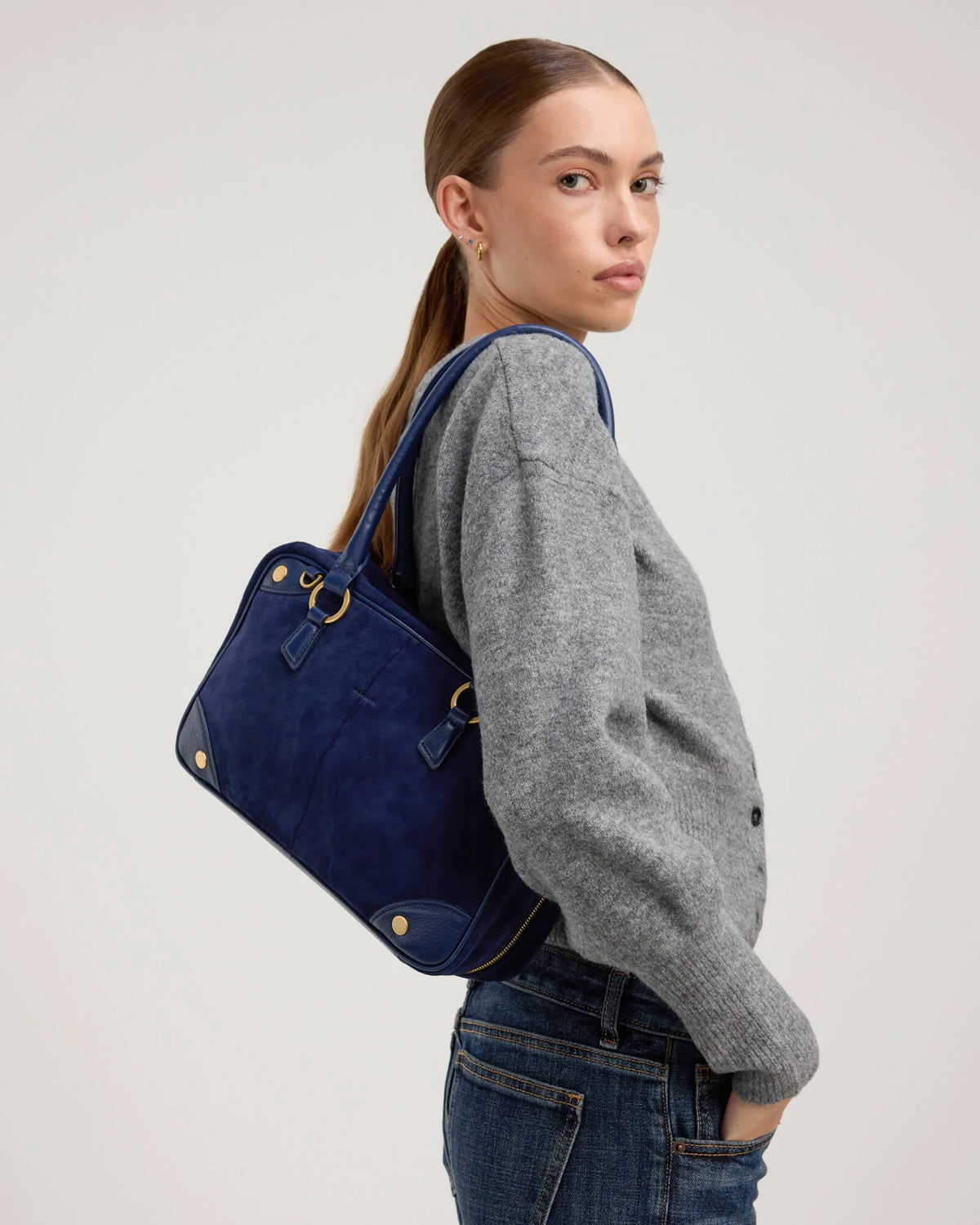 PREORDER NOW!  Meredith Med  Manor Suede/Brushed Gold