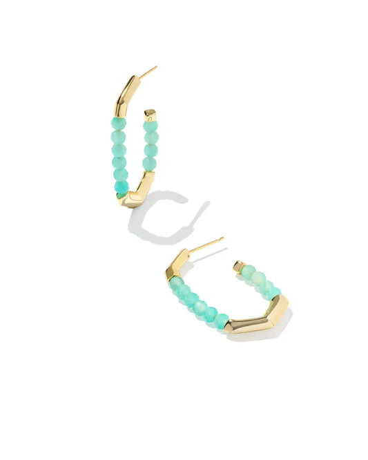 9608877920 SYLVIA HOOP EARRINGS GOLD TEAL AMAZONITE ONE SIZE