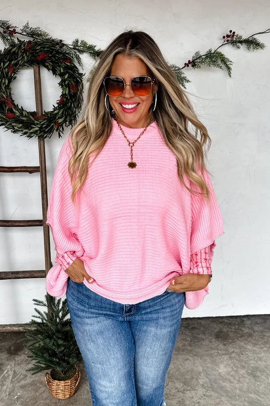 Christmas Meg Pullover Poncho PINK