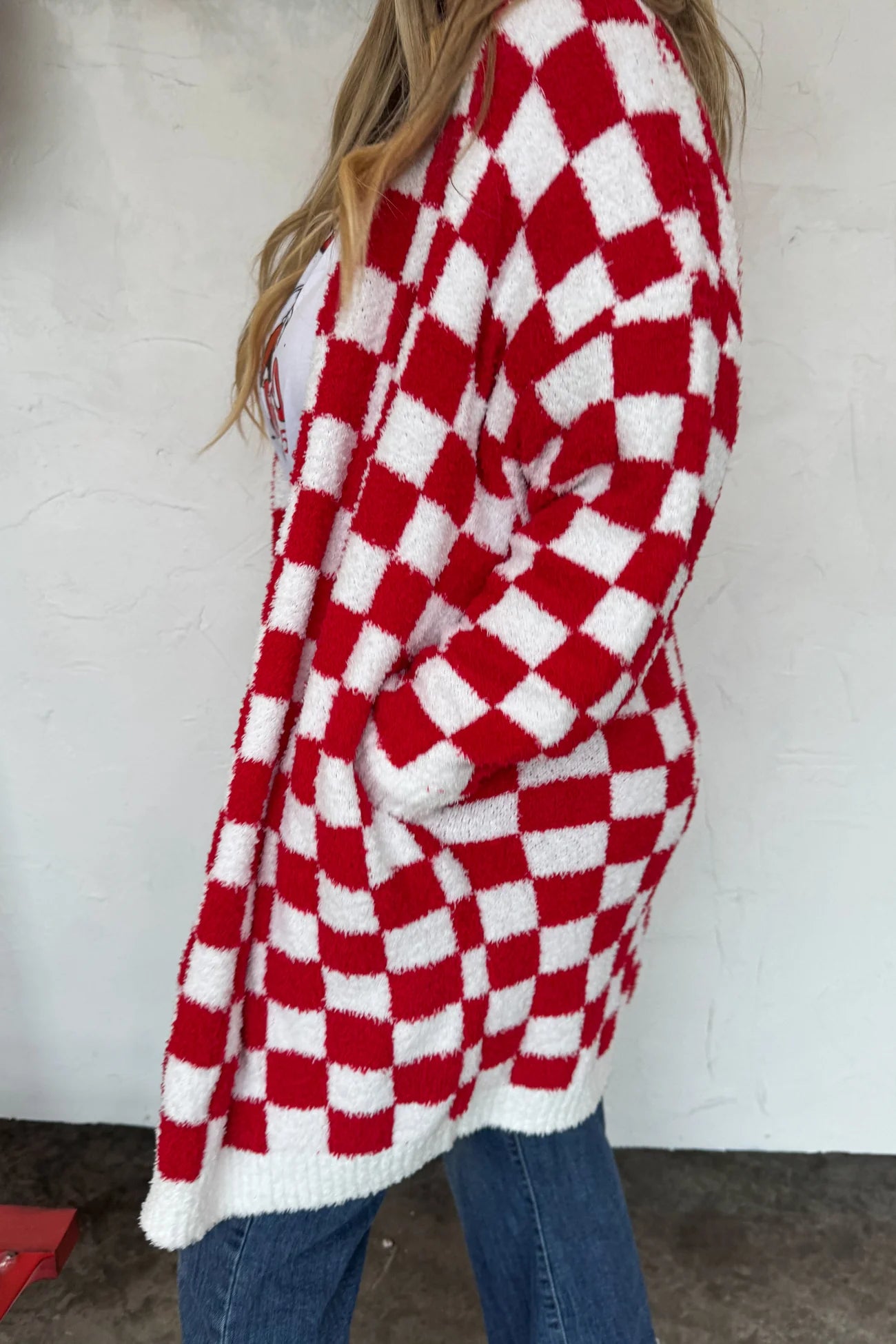 Christmas Red Checker Cloud Cardigan