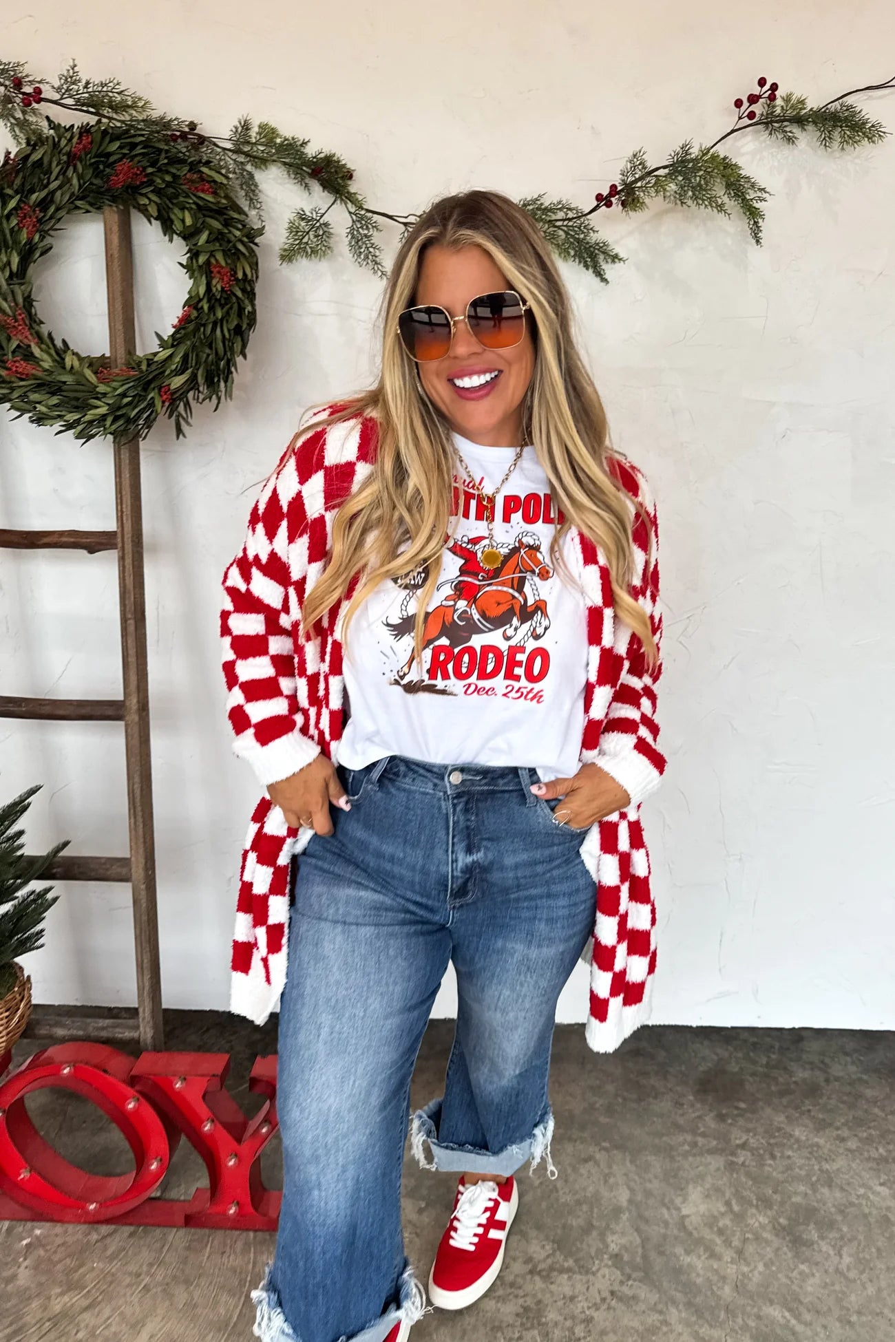 Christmas Red Checker Cloud Cardigan