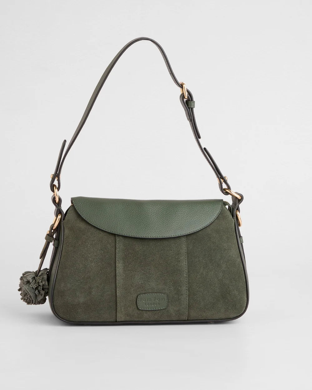 Pom Pom London Sunbury Mini Bag Suede & Leather Bag Herb Green