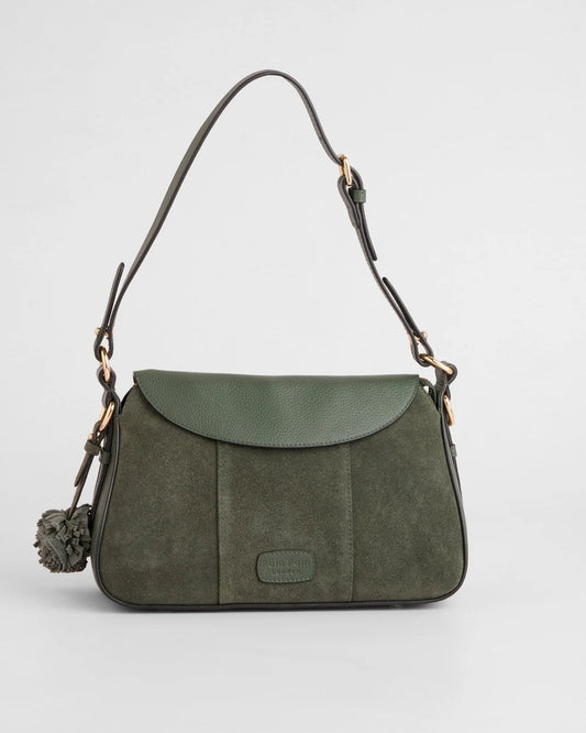 Pom Pom London Sunbury Mini Bag Suede & Leather Bag Herb Green