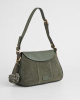 Pom Pom London Sunbury Mini Bag Suede & Leather Bag Herb Green
