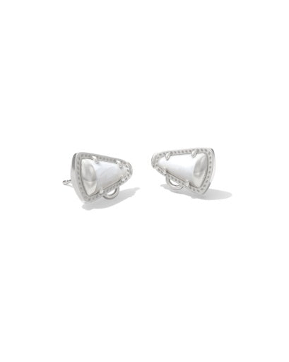 9608887053 CHEER STUD EARRINGS SILVER WHITE MOTHER OF PEARL ONE SIZE