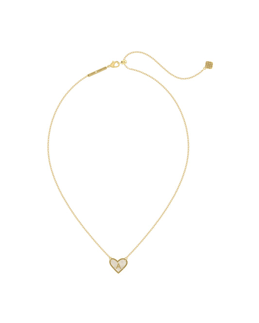 9608880816 HEART LETTER E SHORT PENDANT NECKLACE GOLD IVORY MOTHER OF PEARL ONE SIZE