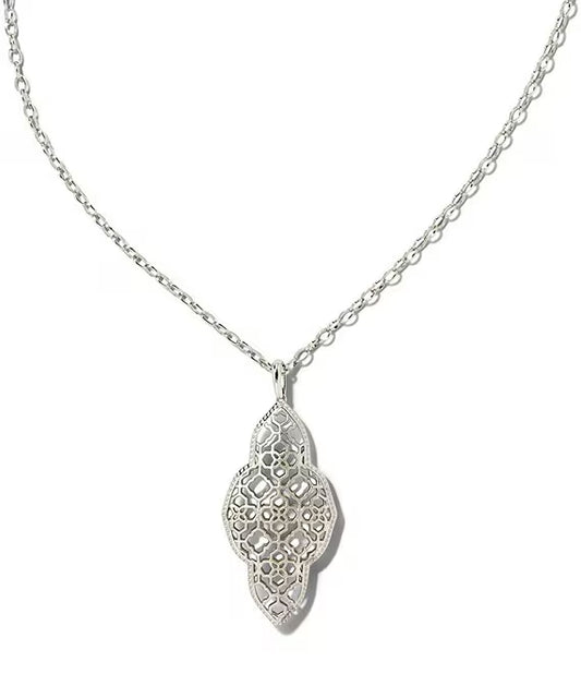 9608800114 ABBIE LONG PENDANT NECKLACE RHODIUM METAL
