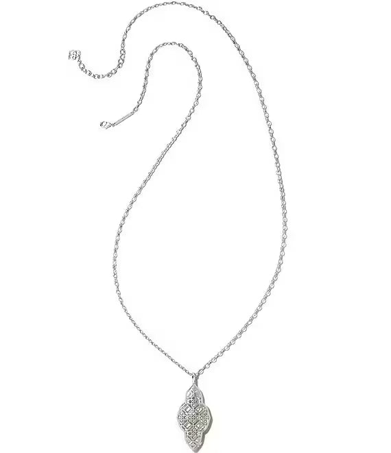 9608800114 ABBIE LONG PENDANT NECKLACE RHODIUM METAL
