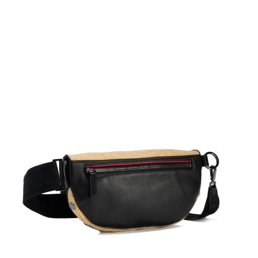 Charles Crossbody Med Noir Smooth Raffia/Gunmetal