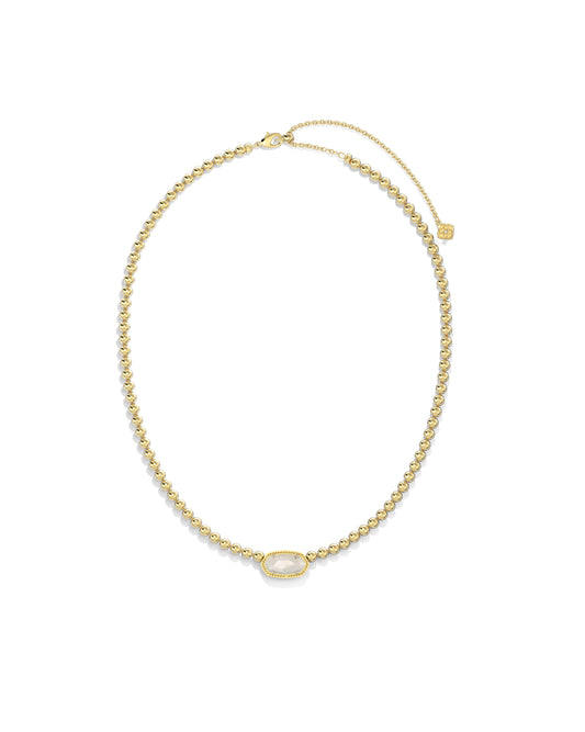 9608881490 ELISA BEADED NECKLACE GOLD IVORY MOTHER OF PEARL ONE SIZE
