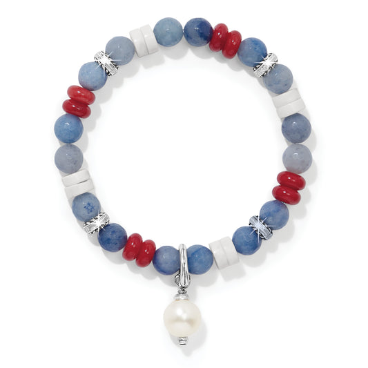JF0338 Americana Beach Pearl Charm Stretch Bracelet