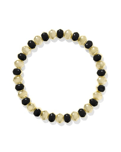 9608880550 DAPHNE ENAMEL STRETCH BRACELET GOLD BLACK ENAMEL ONE SIZE