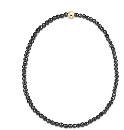 BEXFHEM2SCG enewton Extends - Faceted Hematite 2mm Bead Bracelet - Signature Cross Gold Charm
