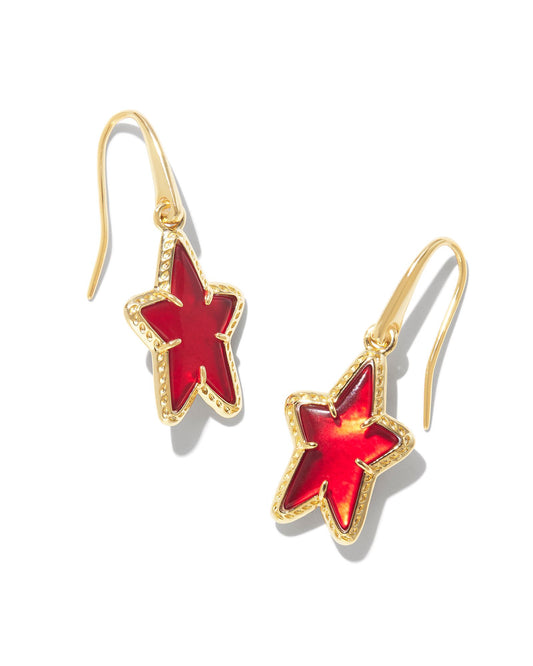 ADA STAR SMALL DROP EARRINGS GOLD RED ILLUSION ONE SIZE