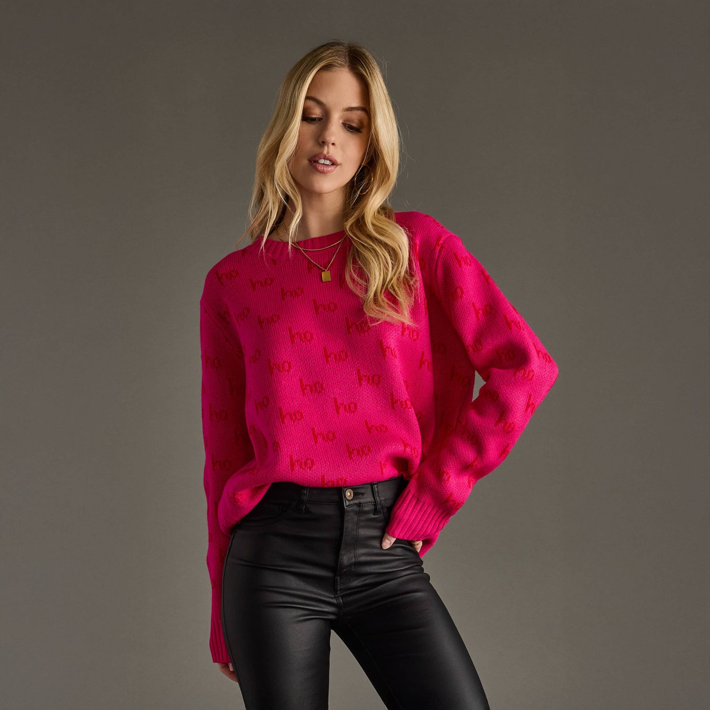 Bright Pink Ho Ho Ho Sweater