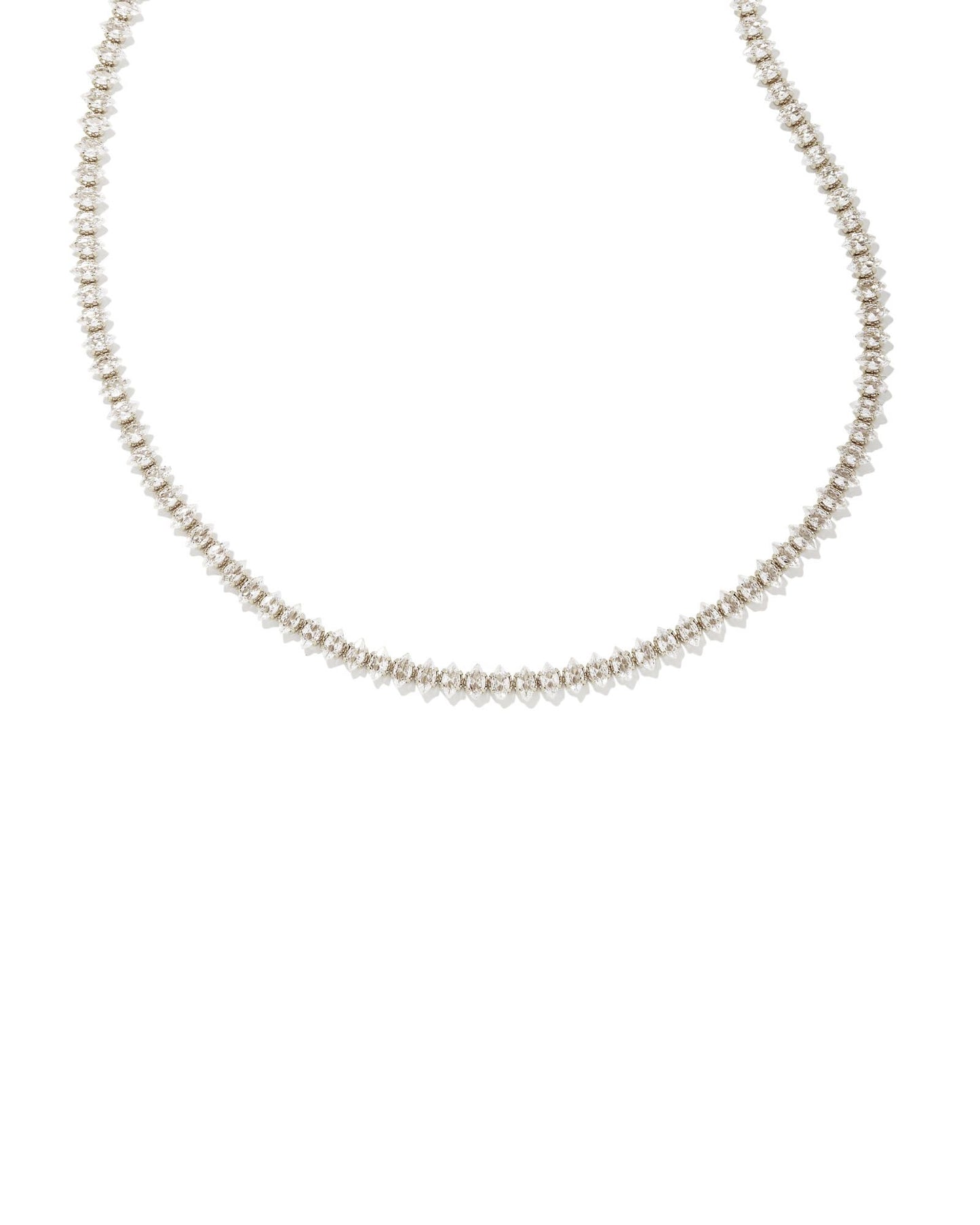 Larsan Tennis Necklace Silver White CZ One Size