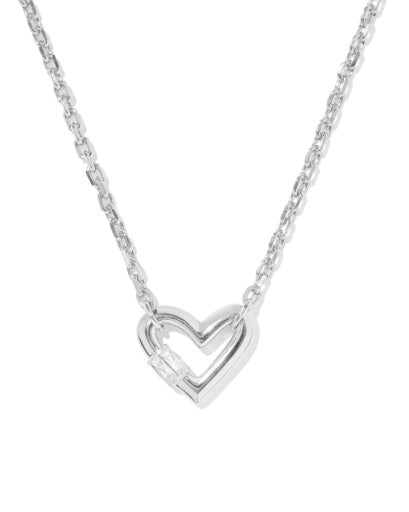 9608886276  EMERY HEART SHORT PENDANT NECKLACE SILVER WHITE CZ ONE SIZE