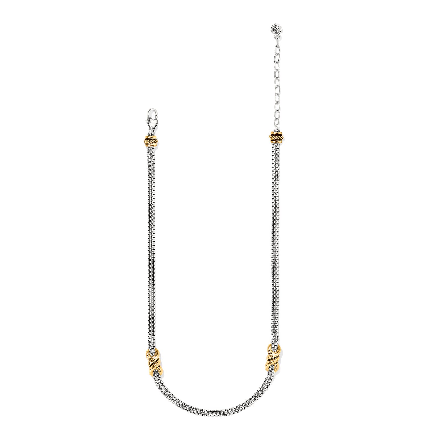 JM7587 Interlok Twist Two Tone Double Chain Necklace