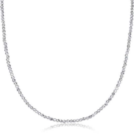 N17BRSILFHEM2 17" Choker Bright Silver Faceted Hematite 2mm Bead