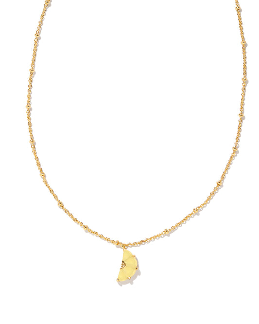 9608866660 LEMON SHORT PENDANT NECKLACE GOLD YELLOW OPALITE GLASS ONE SIZE