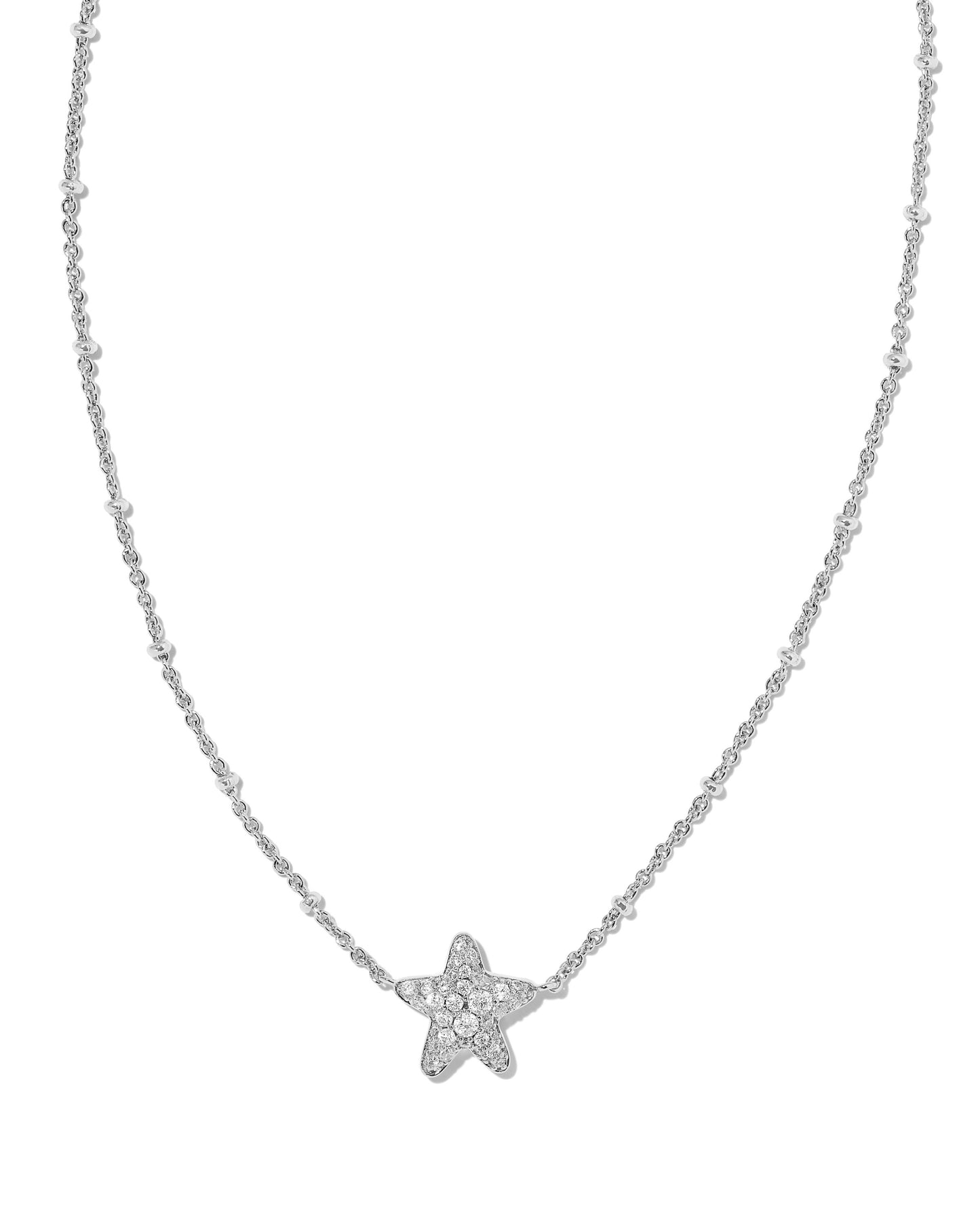 JAE STAR PAVE SHORT PENDANT NECKLACE SILVER WHITE CRYSTAL ONE SIZE