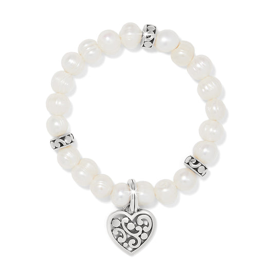 JF0284 Contempo Heart Pearl Stretch Bracelet